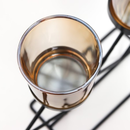 Climber Metal, glass for 2 candles "phlox" D-5 cm, black 8.5x21x23 cm-5