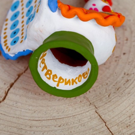 Dymkovo toy "Temple on the mortar", 9 cm, mix-3