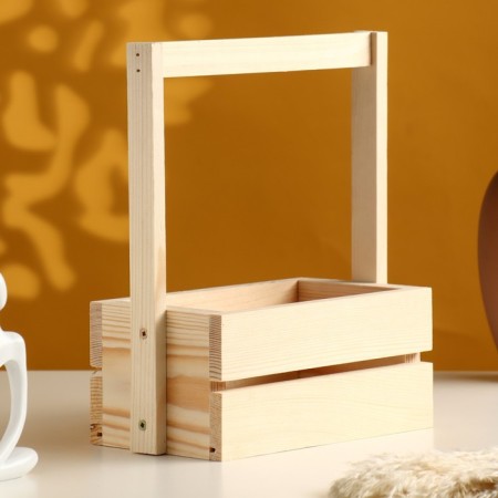 Wooden Kashpo 20 × 11 × 25 (9) cm, with a handle, with a slot-1