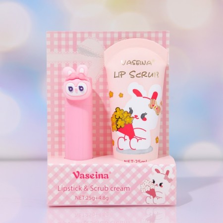 Strawberry set: lip scrub and lip petroleum jelly-2