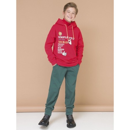 Sweatshirt for boys, height 134 cm, red color-3