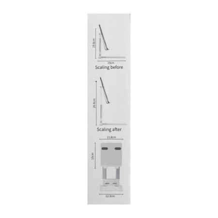 A tablet stand, adjustable, folding, rubber inserts, white-7
