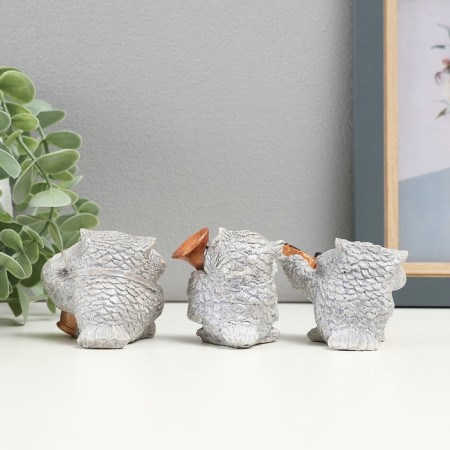 Figures "Owl Musical Trio" set of 3pcs, 5cm, gray-2