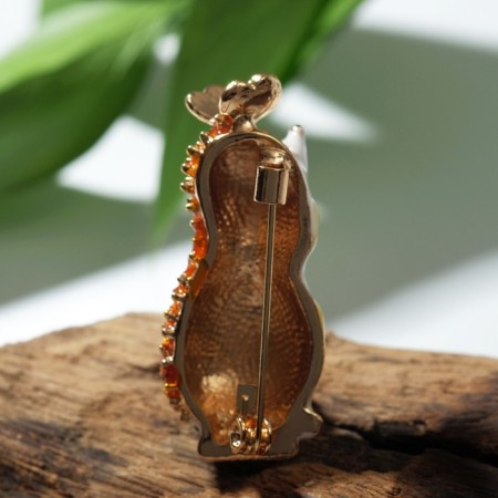 Brooch "Hedgehog" with a butterfly, colored in gold-1