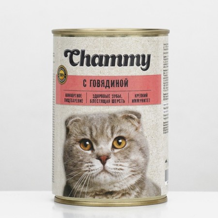 CHAMMY Wet food for cats, beef in sauce, railway, 415 g