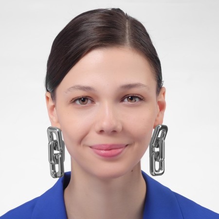 Earrings Metal "Chain" straight angles, 3 links, color silver-3