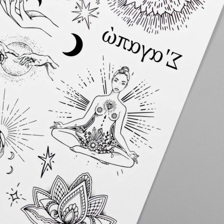 Tattoo on the body Black "Universe" 7.5x14 cm-5