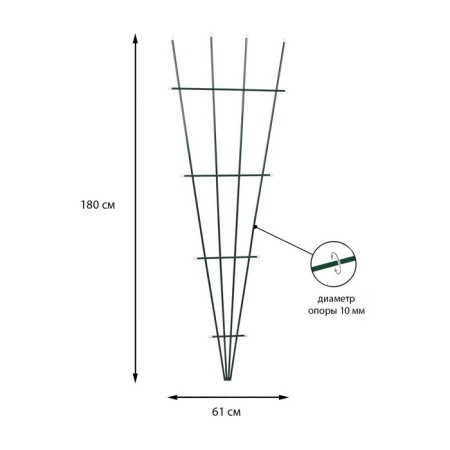 Trellis, 180 × 61 × 1 cm, metal, green