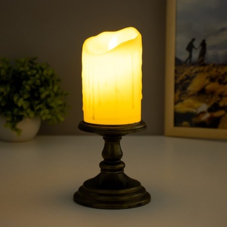 Spinker "candle on the candlestick" LED from bronze batteries 10.5x10.5x28 cm-2