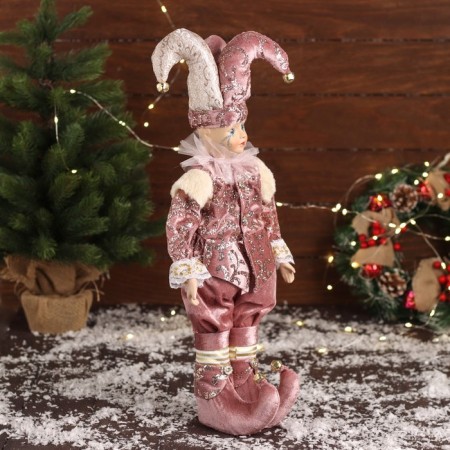 New Year's Jester "in a brilliant suit" moves, 48x16 cm, pink-1