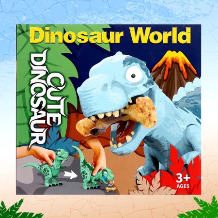 Rex dinosaur, with a bone, works from batteries, light and sound, blue color-7
