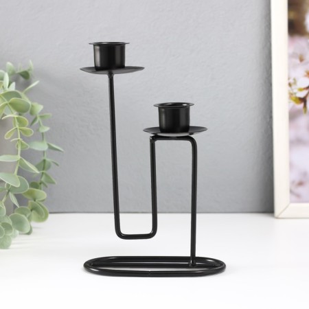 Summary metal for 2 candles "Curve line" d = 2 cm black 11.5x6x17 cm-3