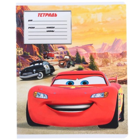 Notebook in a slanting ruler of 12 sheets, 5 types of mix, covered cardboard, cars-9