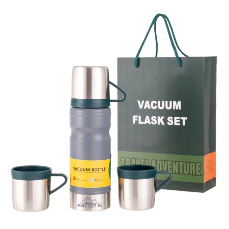 Set "Master K": Thermos 680 ml and 3 circles, retains heat 12 hours, gray-2
