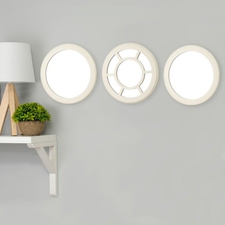 A set of round mirrors, 3 pcs, d = 27 cm, zp = 22.5 cm, white