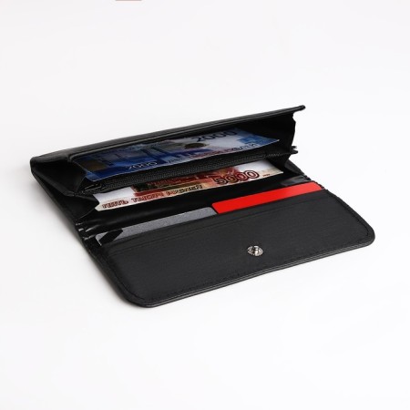 Women's wallet on the button, black color-3