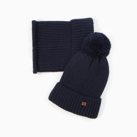Kit for children (hat, snood), blue color, size 52-54