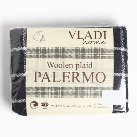 Palermo plaid 140x200cm, dark blue/white, wool 20%, pan 40%, polyester 40%-3