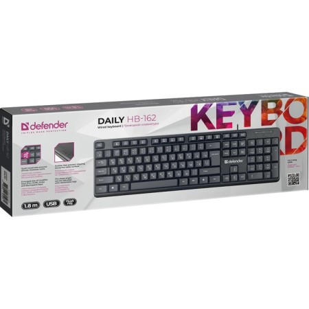The keyboard Defender Daily HB-162, wired, membrane, 104 keys, USB, black-2