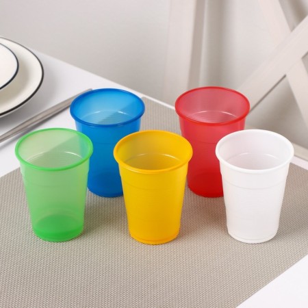 Plastic disposable glasses “For rest”, 200 ml, in a set of 5 pcs, color mix-3