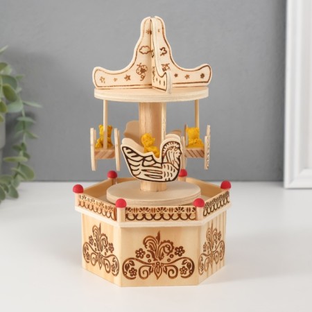 Souvenir musical mechanical tree "Carousel - Bear in the boat" 10x11.5x18.5 cm