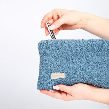 Cosmetic bag with lightning, textura, blue color-9