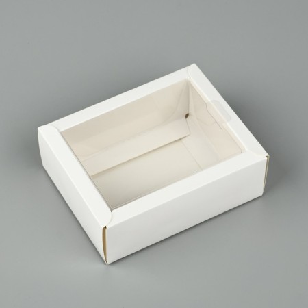 Folding box with a plastic lid "White", 11.5 x 9 x 4 cm
