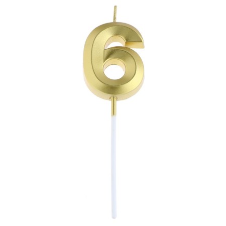 Candle in the cake on the skewer "Fine", the number "6", gold, 5 cm-5