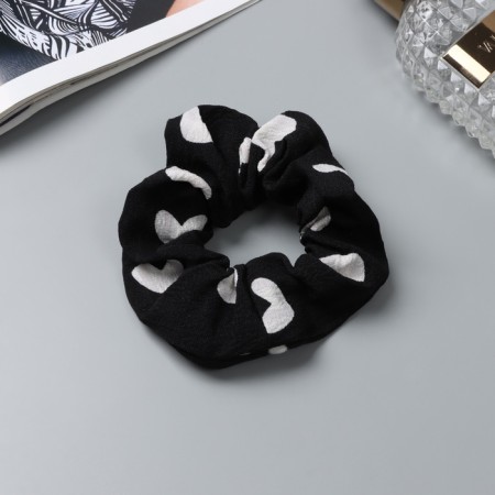 Hair gum "Orbit" Classic Heart, 10 cm, white-black-1