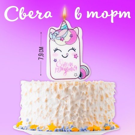 Candle in the cake "Happy Birthday", unicorn-1