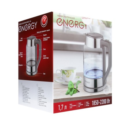 Electric kettle Energy E-206, glass, 1.7 l, 2200 watts, gray-10