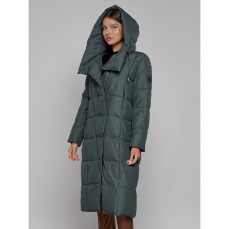 Coat insulated winter female, size 48, dark green color-6