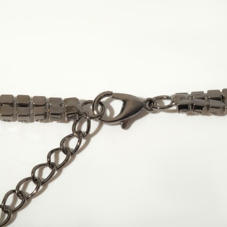 Choker "ice", white color in gray metal, 44.5 cm-1