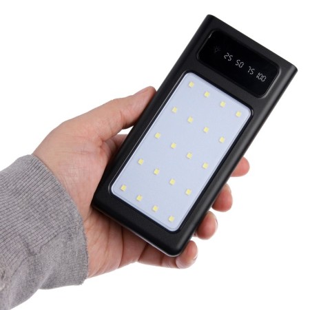 External battery 486, 20,000 mAh, Type-C/Lightning/MicroUSB cables, lantern, black-8