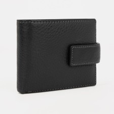 Men's purse on the button, a department for bills, for maps, for coins, black color