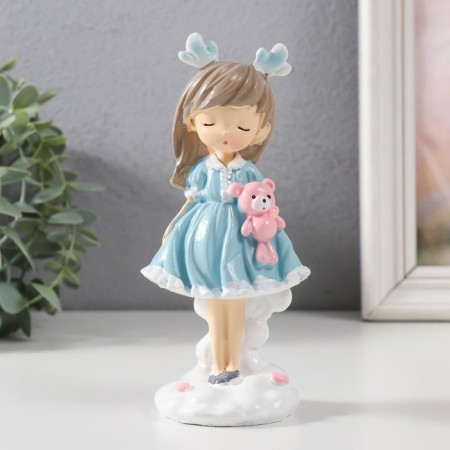 Souvenir Polystone "Girl with deer horns and a bear in the hands" MIX 8x6.4x16.5 cm-1