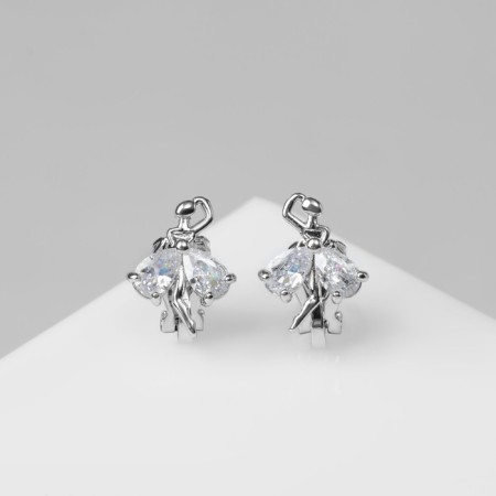 Clips "Ballerina", white color in silver-1