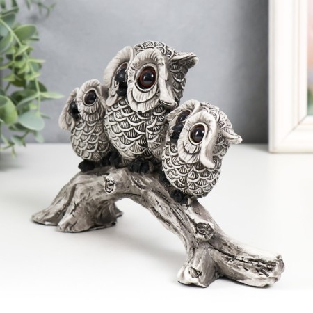 Polystone souvenir "Three Elongations with Big Eyes on the branch" 21.5x6.5x12.5 cm-3