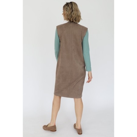 Surafan from suede with a deep neckline, size 42-4