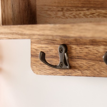 Decorative wood hooks with pocket and shelf for painting "Natural" 10.5x28x18 cm-2