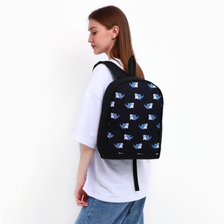 School textile “Sharks”, 38x14x27 cm, black color Black-6