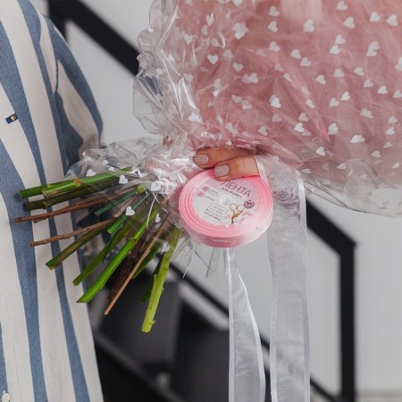 Satin tape "Forever Love", 15 mm × 23 ± 1 m, pink color-2