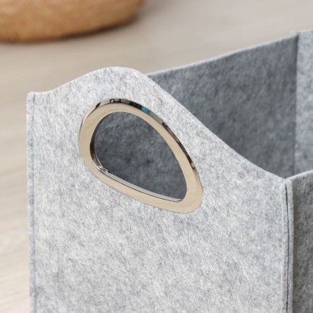 Silver organizer for storage, 31 × 31 × 32 cm, 24 liters, with handles, color light gray-2