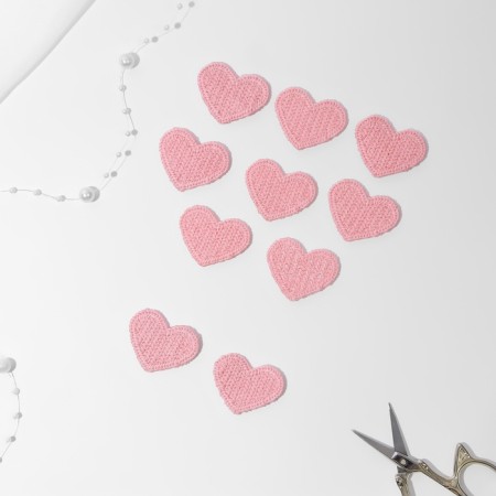 Knitted elements "Heart", 3.5 × 3 cm, 10 pcs, pink color-1