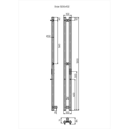 Electric heated towel Indigo Style, 1200x100 mm, hidden installation, chrome-6