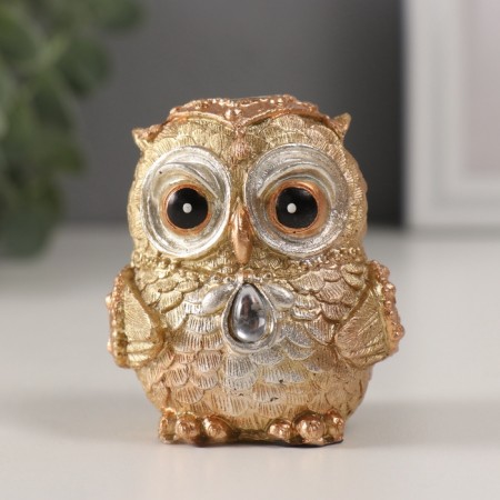 Souvenir Polystone "Owl, rhinestone" 5.5x5x6.5 cm