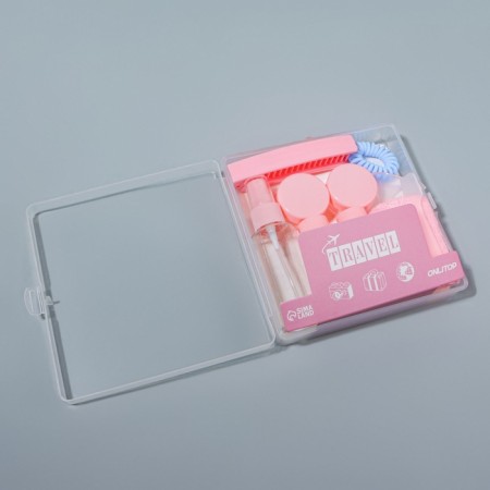 Storage set, in case, 9 objects, transparent/pink color-11
