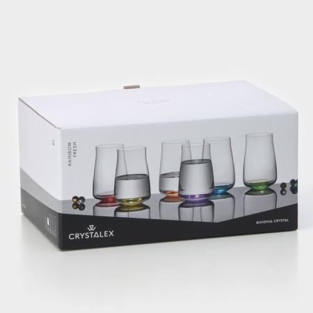 Set of glass glasses Rainbow Fresh, 400 ml, decor, 6 pieces-5
