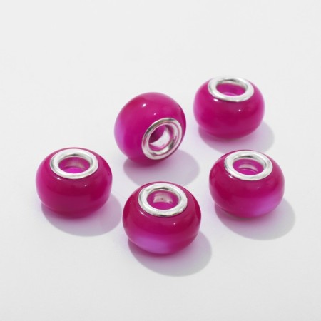 Busina "matte style" for phosphorus agate 1.4 × 0.9 cm, pink color in silver-1