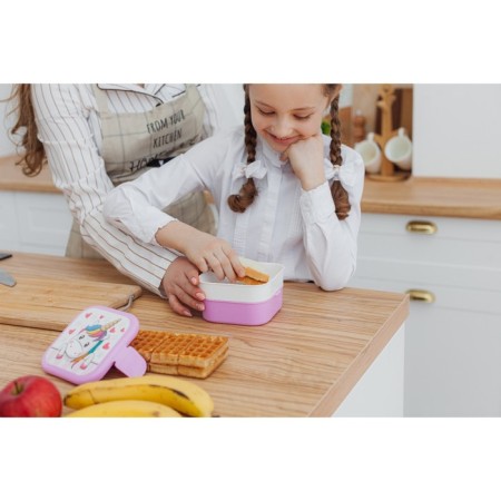 Lunch container "Unicorn", 2 departments, 400+400 ml, pink color-3